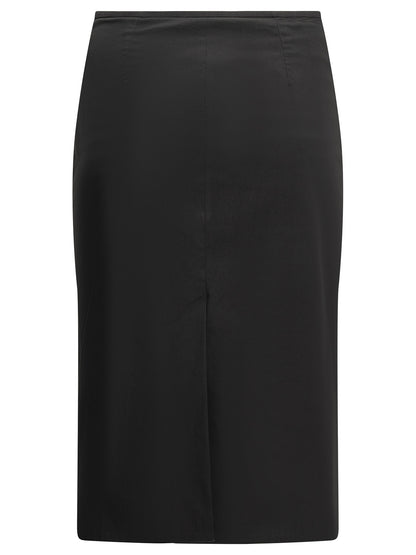 Miu Miu Stretch midi skirt with logo - Black