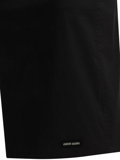 Miu Miu Stretch midi skirt with logo - Black