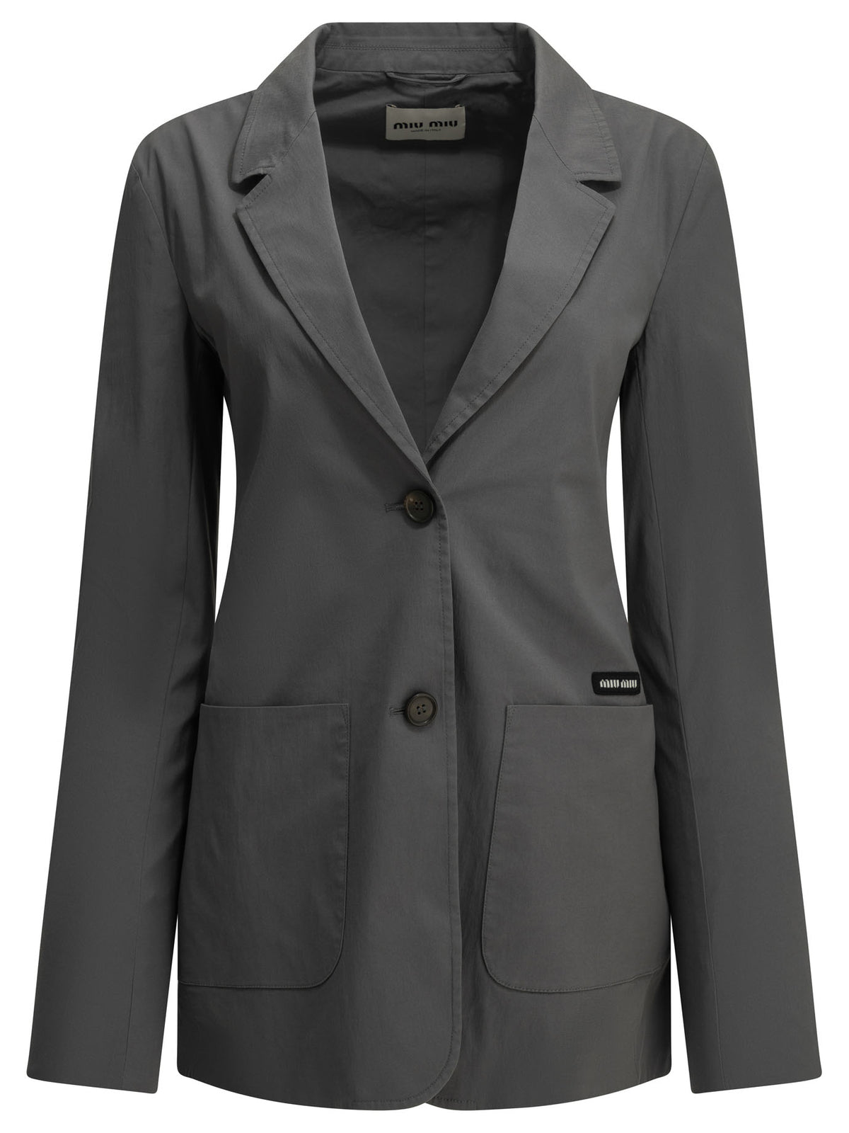 Miu Miu Stretch blazer with logo - Grey