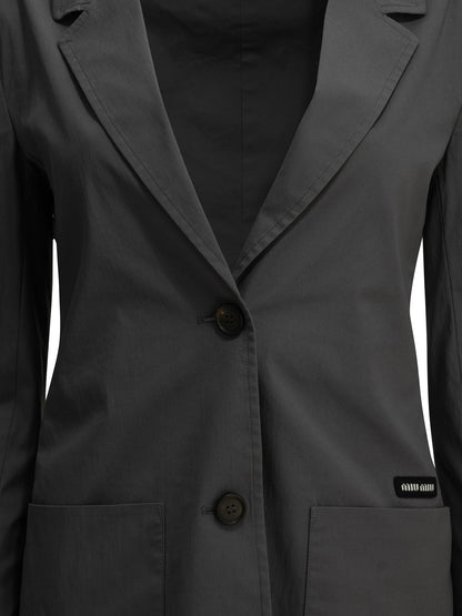 Miu Miu Stretch blazer with logo - Grey