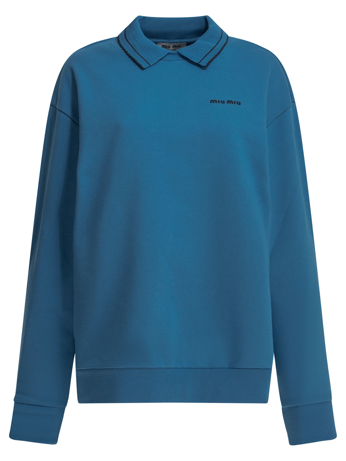 Miu Miu Sweatshirt with polo collar and logo - Blue