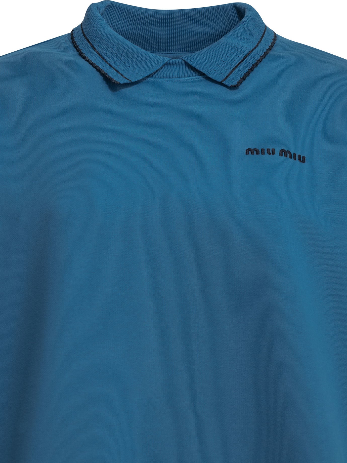 Miu Miu Sweatshirt with polo collar and logo - Blue