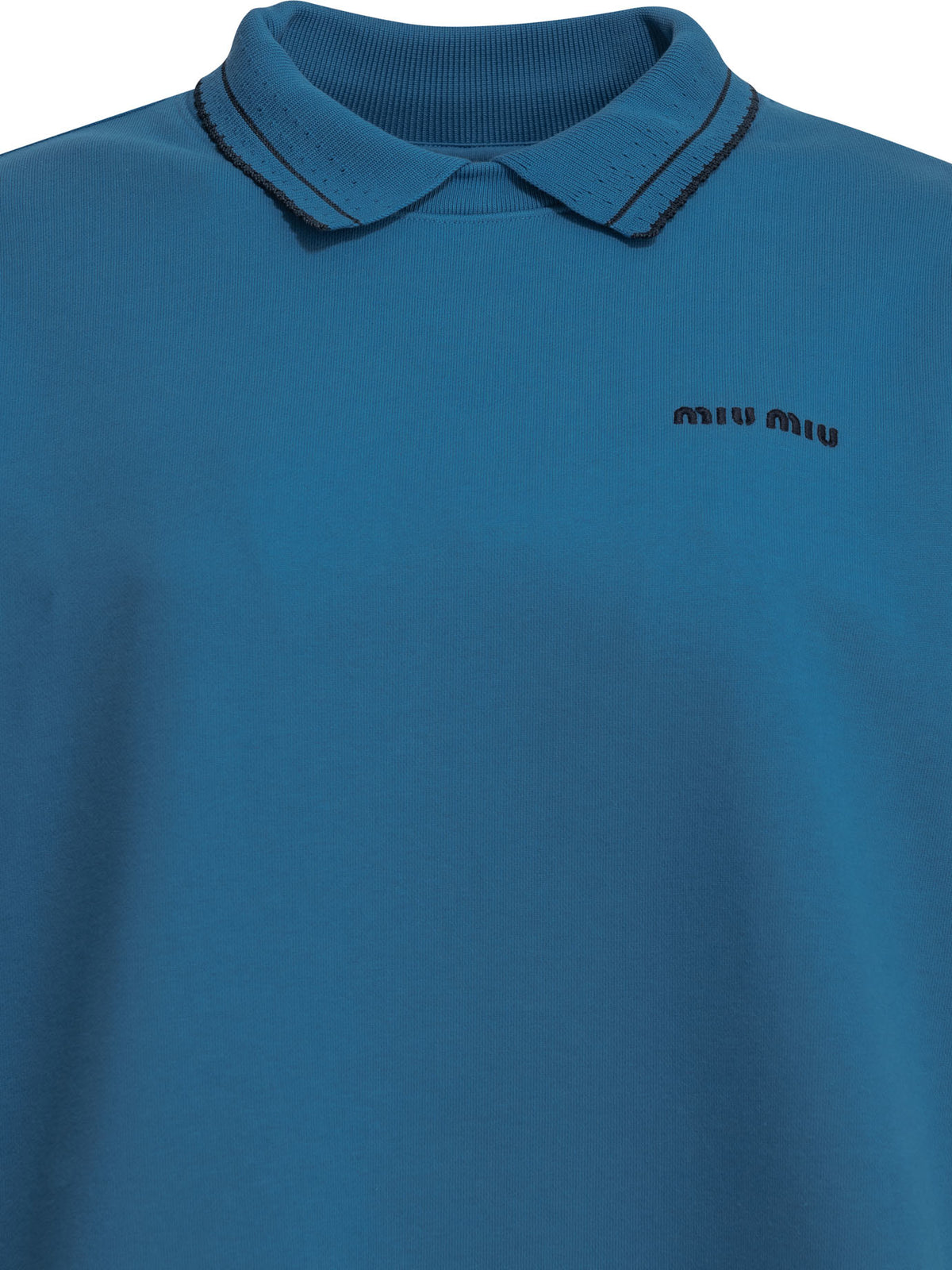 Miu Miu Sweatshirt with polo collar and logo - Blue