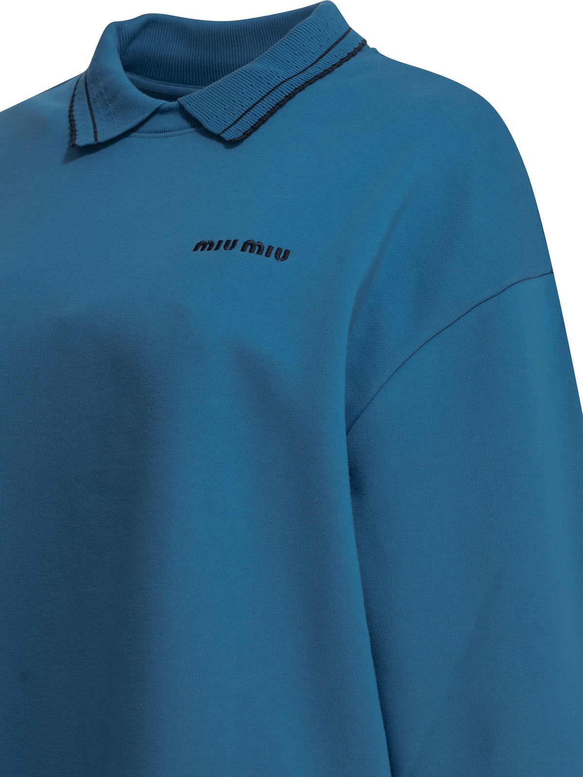 Miu Miu Sweatshirt with polo collar and logo - Blue