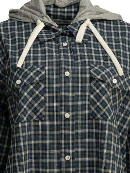 Miu Miu Casual hooded shirt - Blue
