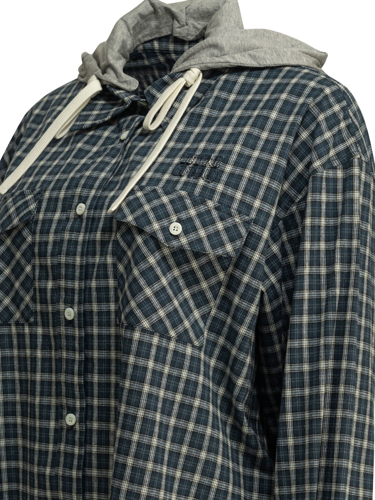 Miu Miu Casual hooded shirt - Blue