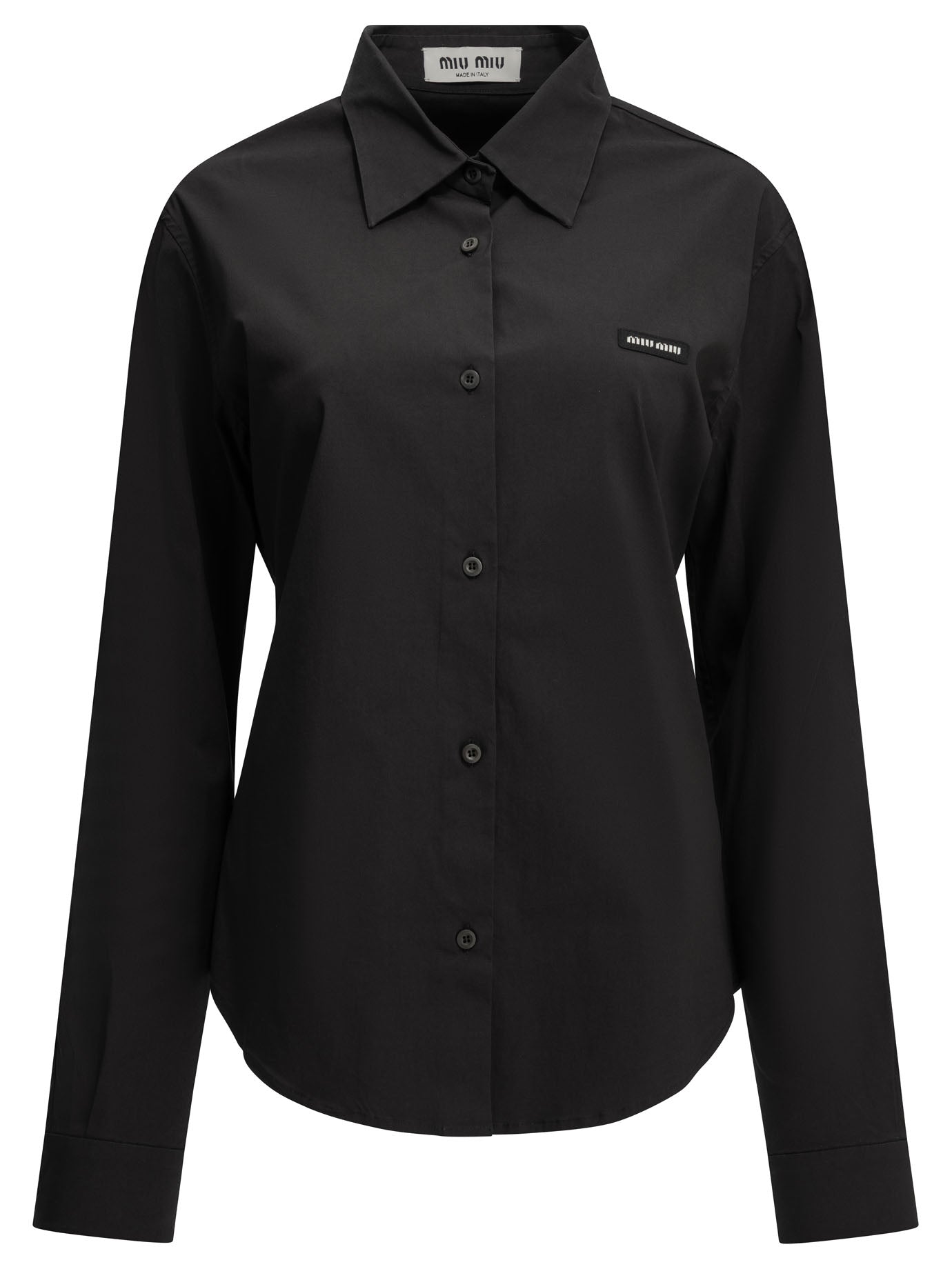 Miu Miu Casual stretch shirt with logo - Black