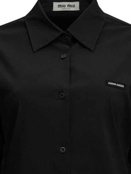 Miu Miu Casual stretch shirt with logo - Black