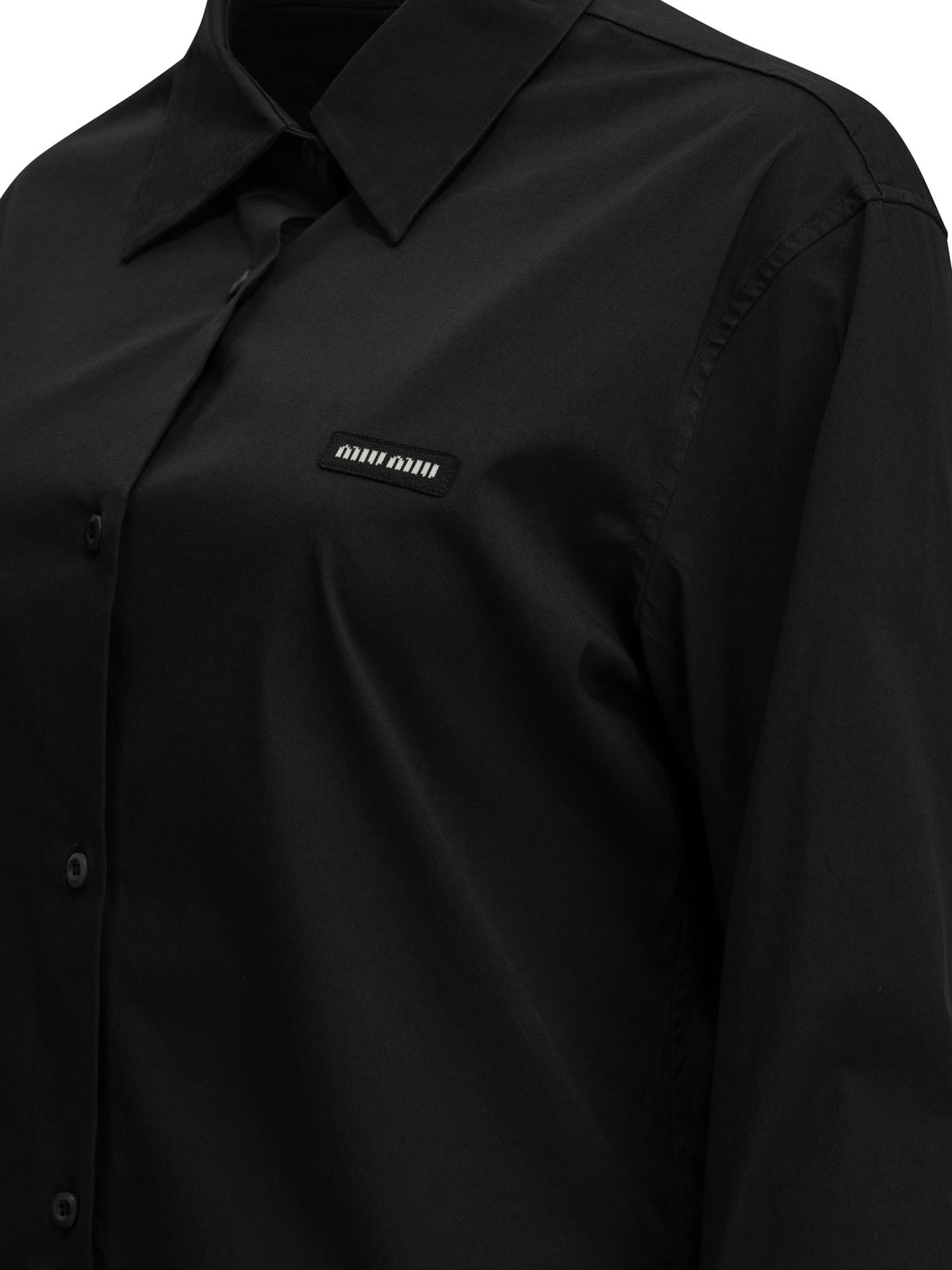 Miu Miu Casual stretch shirt with logo - Black