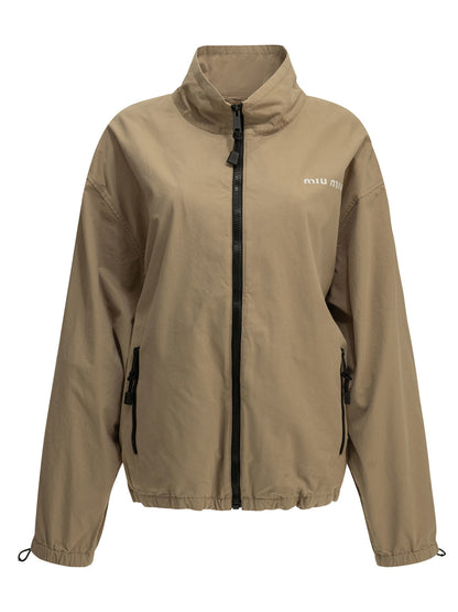 Miu Miu Lightweight jacket with logo - Beige