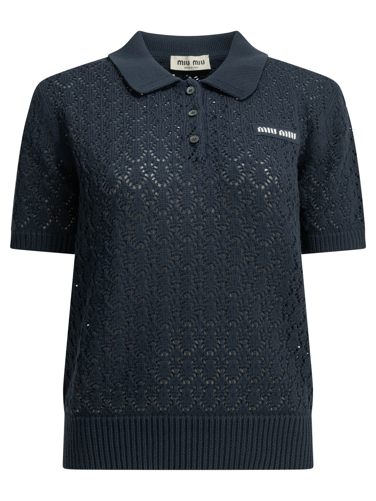 Miu Miu Polo shirt with buttons and logo - Blue