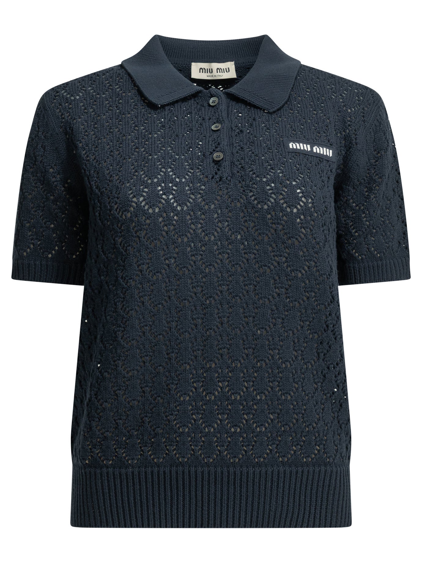 Miu Miu Polo shirt with buttons and logo - Blue
