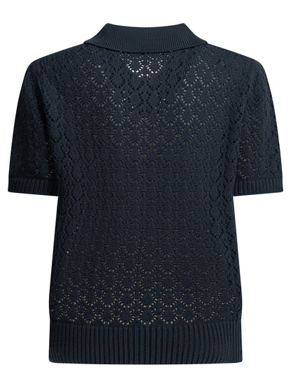 Miu Miu Polo shirt with buttons and logo - Blue