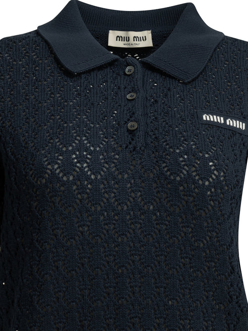 Miu Miu Polo shirt with buttons and logo - Blue