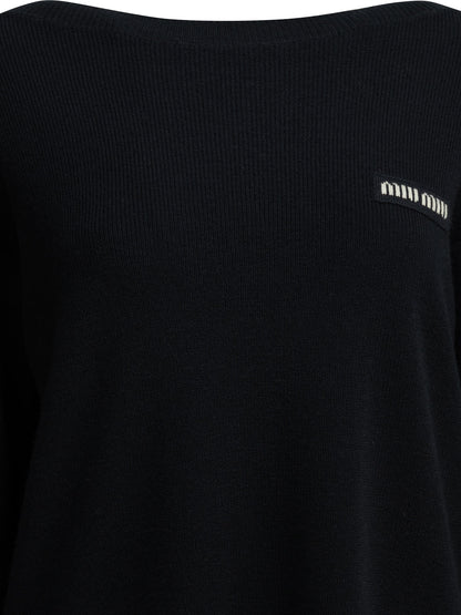 Miu Miu Logo boat sweater - Blue