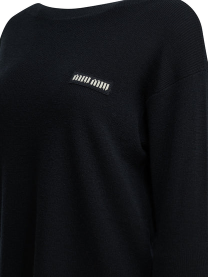 Miu Miu Logo boat sweater - Blue