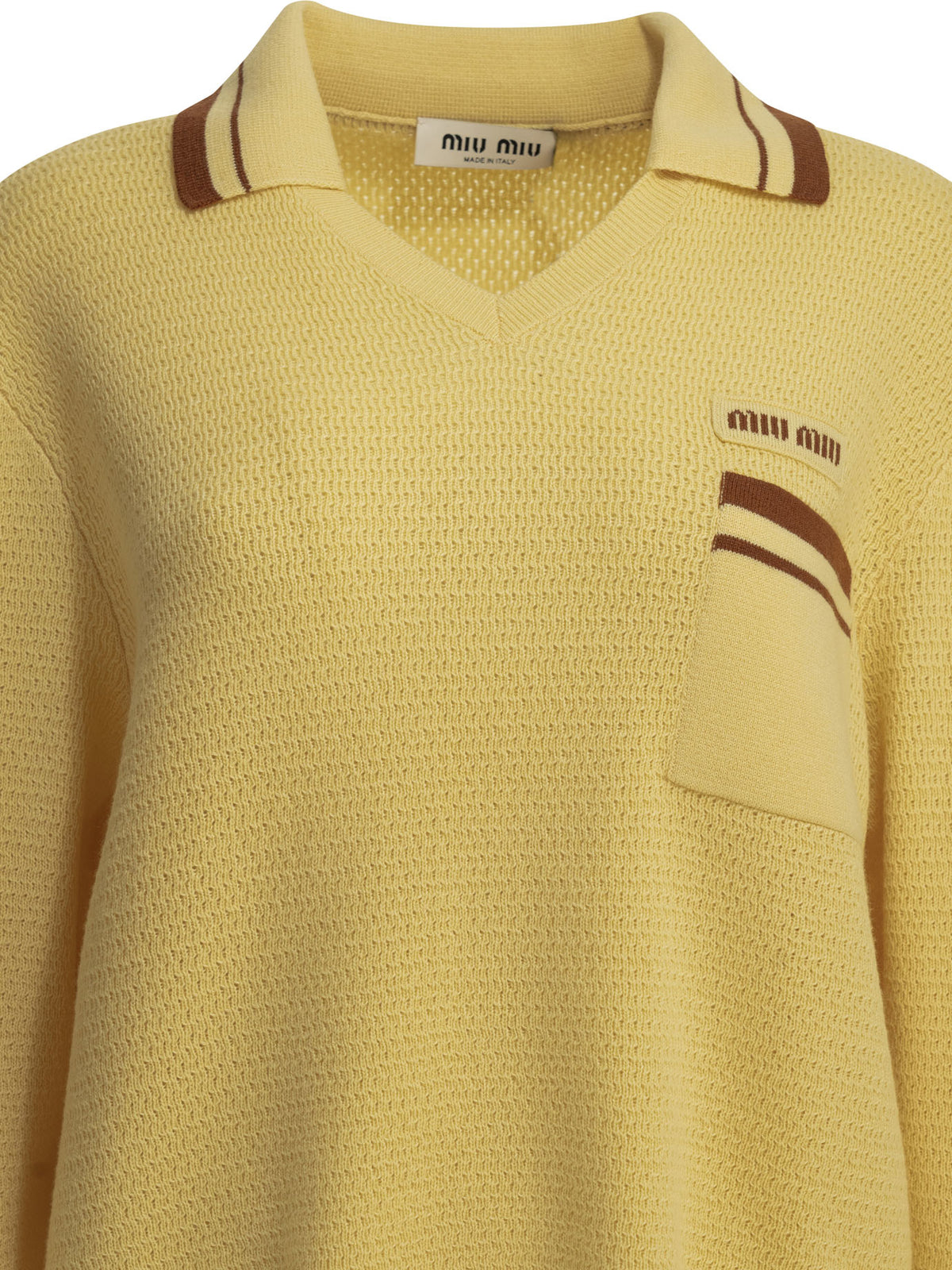 Miu Miu Polo sweater with logo - Yellow