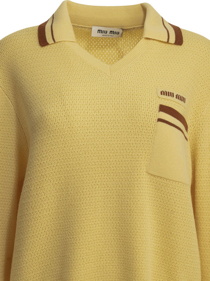 Miu Miu Polo sweater with logo - Yellow