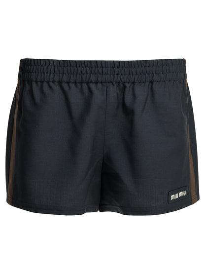 Miu Miu Formal shorts  in kid mohair - Blue