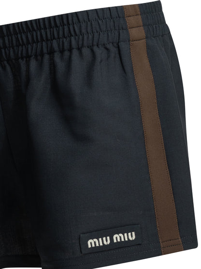 Miu Miu Formal shorts  in kid mohair - Blue