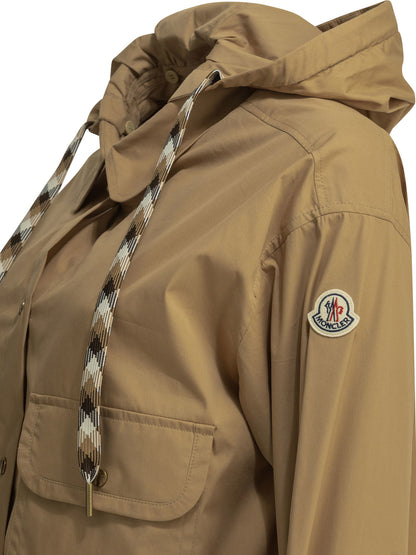 Moncler Overshirt Jacket with Logo - Beige
