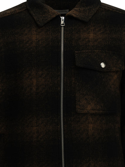 Moncler Checkered Overshirt Jacket with Logo - Blue