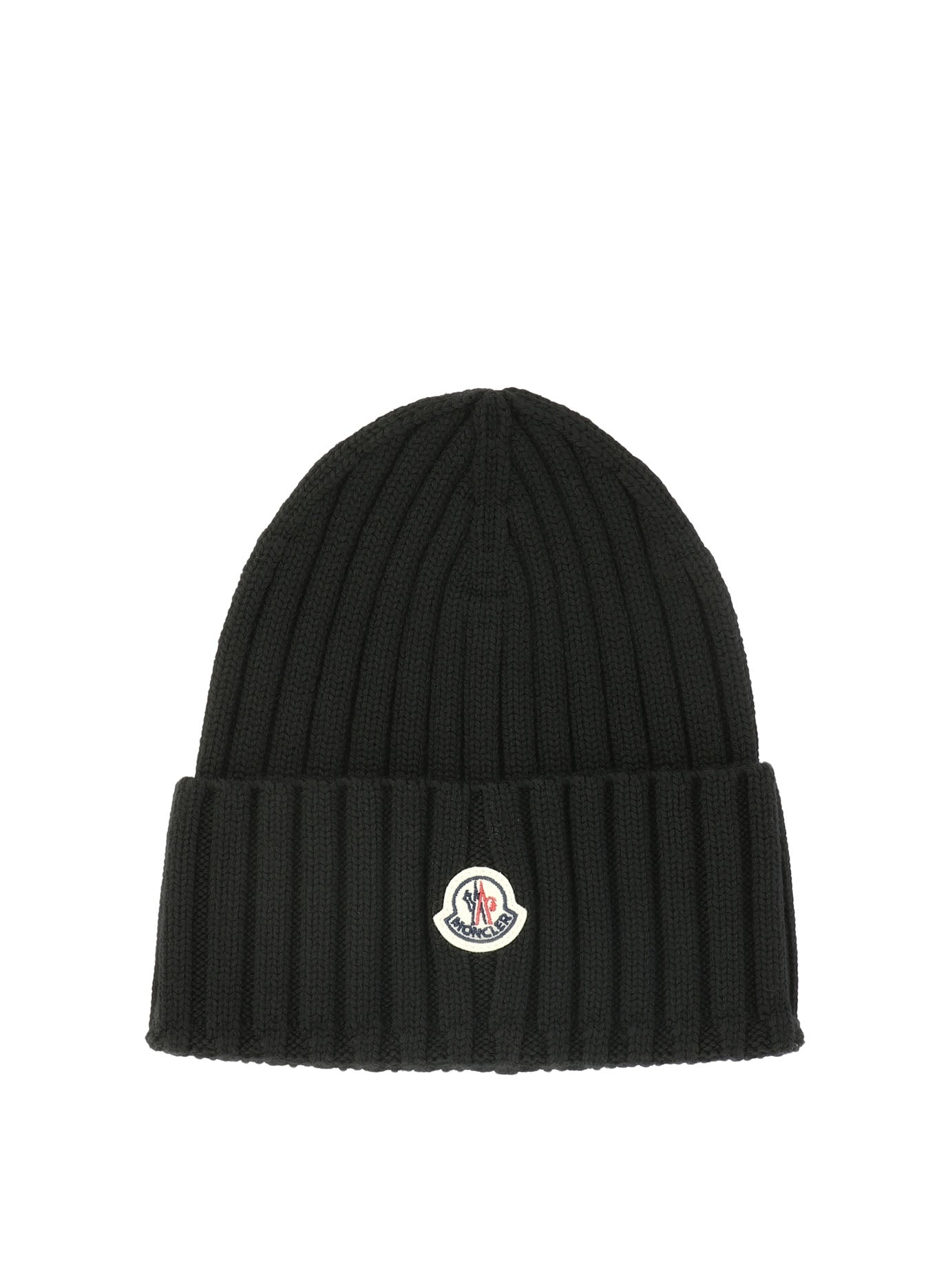 Moncler Wool beanie with logo - Black