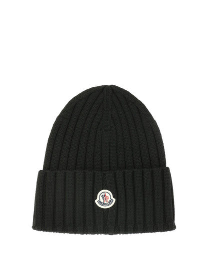 Moncler Wool beanie with logo - Black