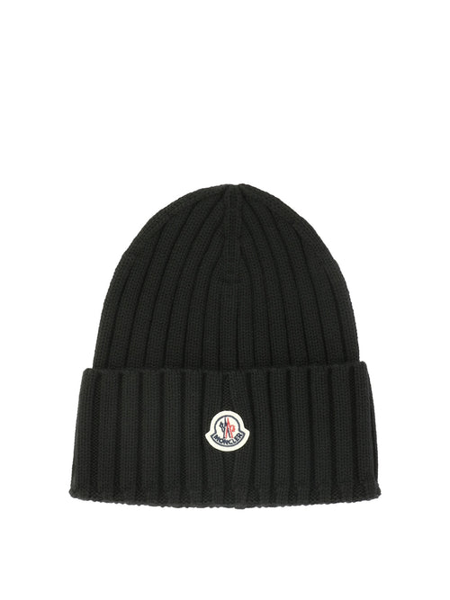 Moncler Wool beanie with logo - Black