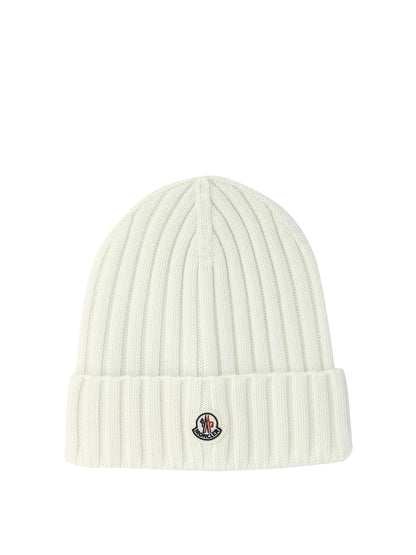 Moncler Wool beanie with logo - White