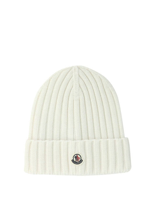 Moncler Wool beanie with logo - White
