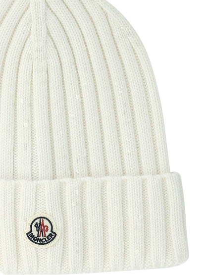 Moncler Wool beanie with logo - White