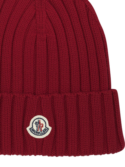 Moncler Wool beanie with logo - Red