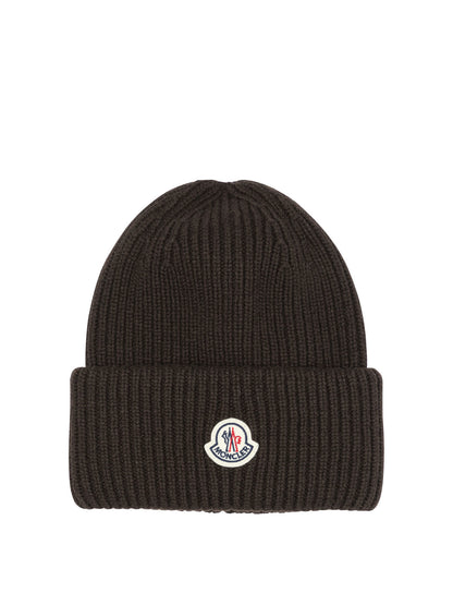 Moncler Wool and cashmere beanie with logo - Brown