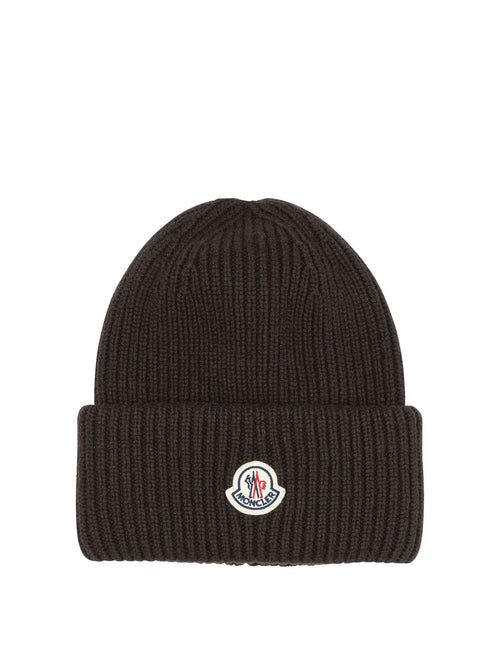 Moncler Wool and cashmere beanie with logo - Brown