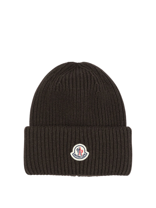 Moncler Wool and cashmere beanie with logo - Brown