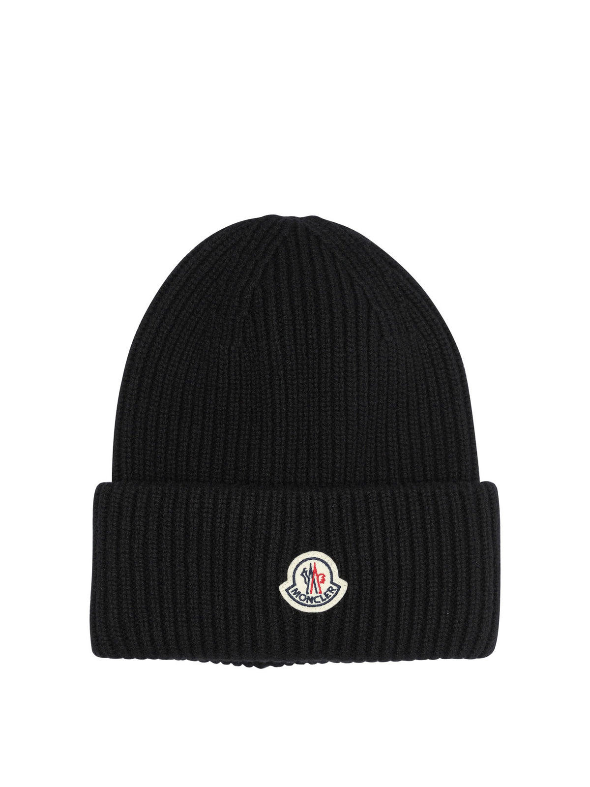 Moncler Wool and cashmere beanie with logo - Black