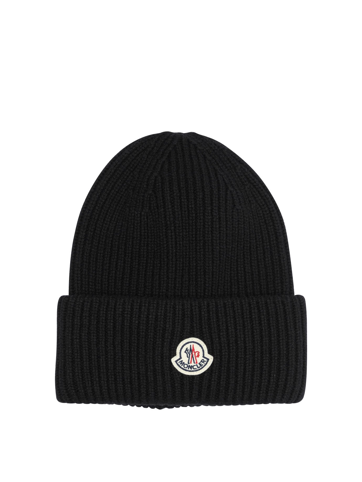 Moncler Wool and cashmere beanie with logo - Black
