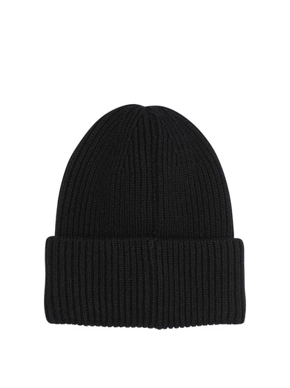 Moncler Wool and cashmere beanie with logo - Black