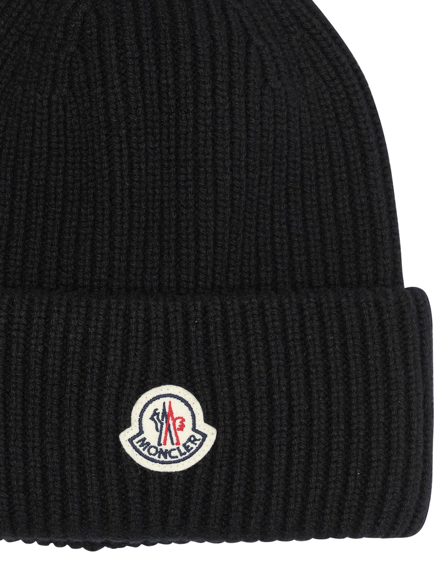 Moncler Wool and cashmere beanie with logo - Black