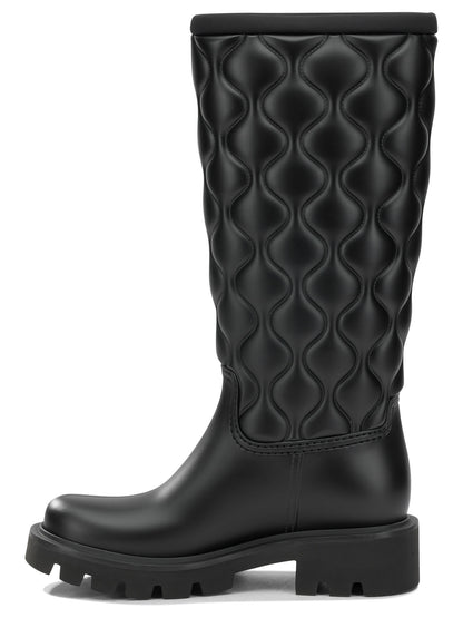 Moncler "Kickstream Quilt" Rain Boots - Black
