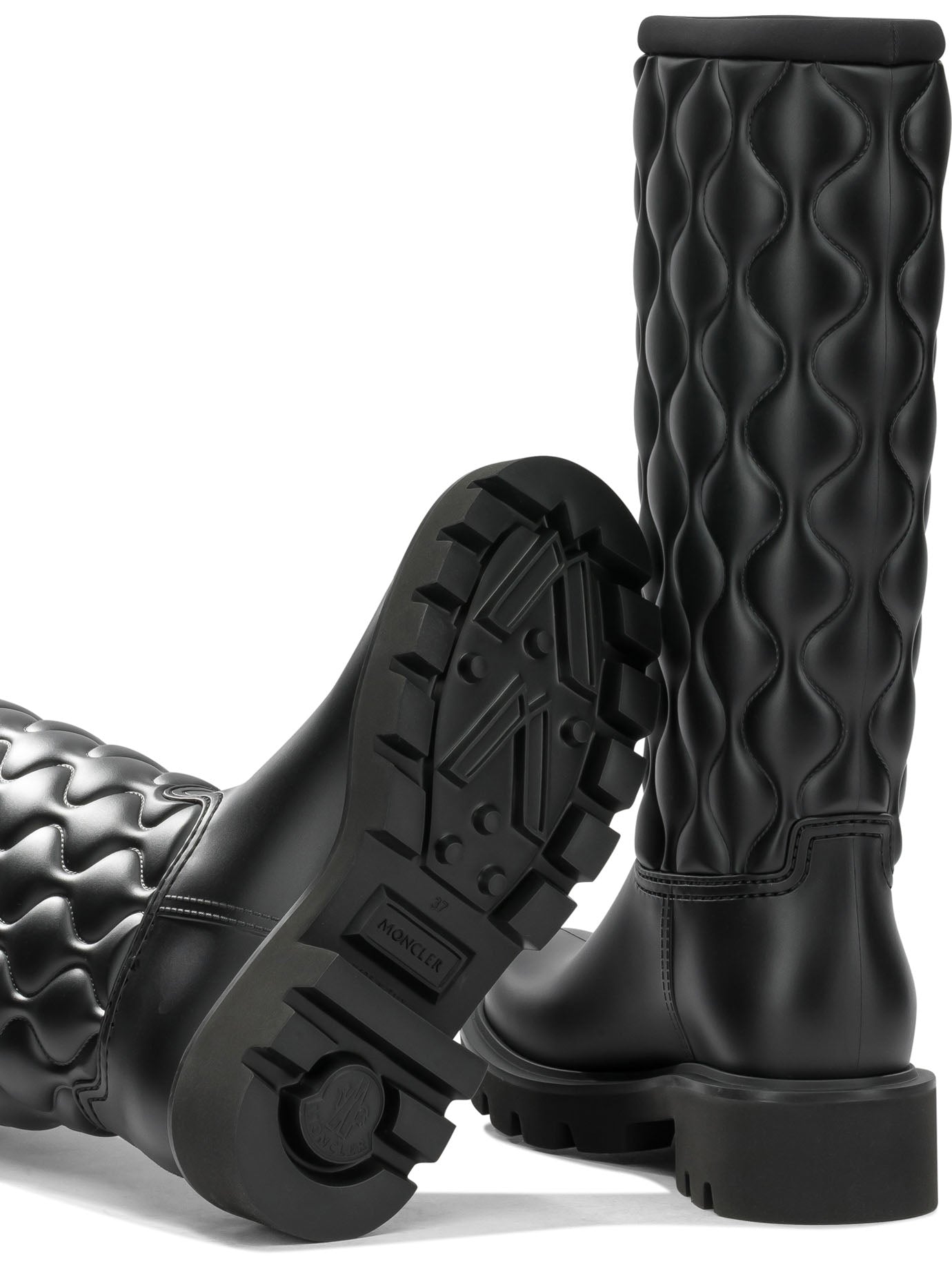 Moncler "Kickstream Quilt" Rain Boots - Black