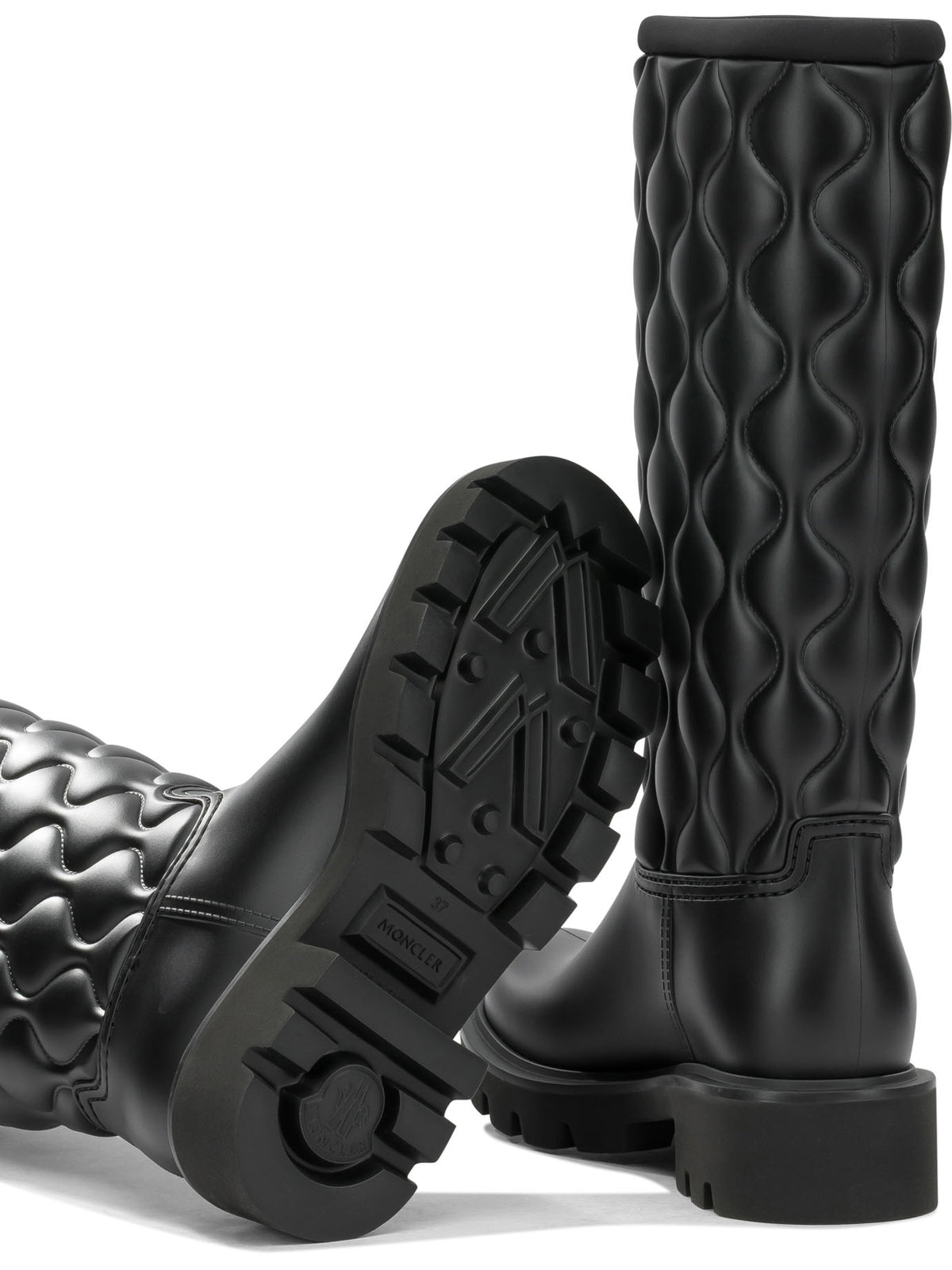 Moncler "Kickstream Quilt" Rain Boots - Black
