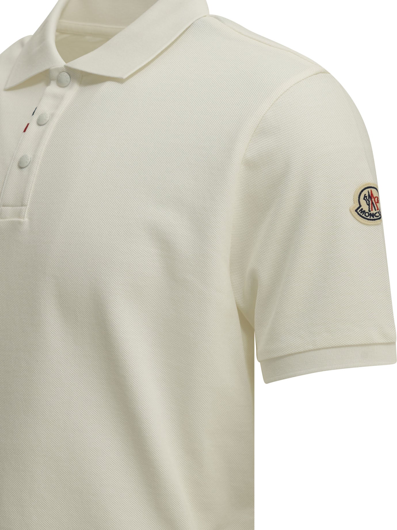 Moncler Button-down polo shirt with logo - White