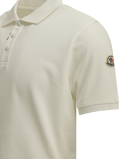 Moncler Button-down polo shirt with logo - White