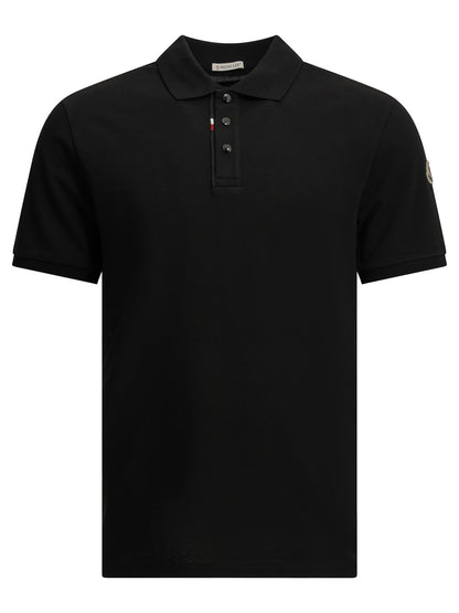 Moncler Button-down polo shirt with logo - Black