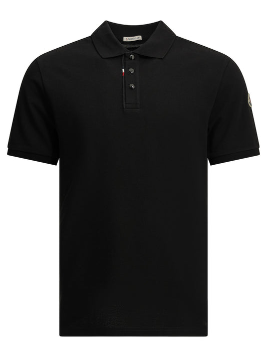 Moncler Button-down polo shirt with logo - Black
