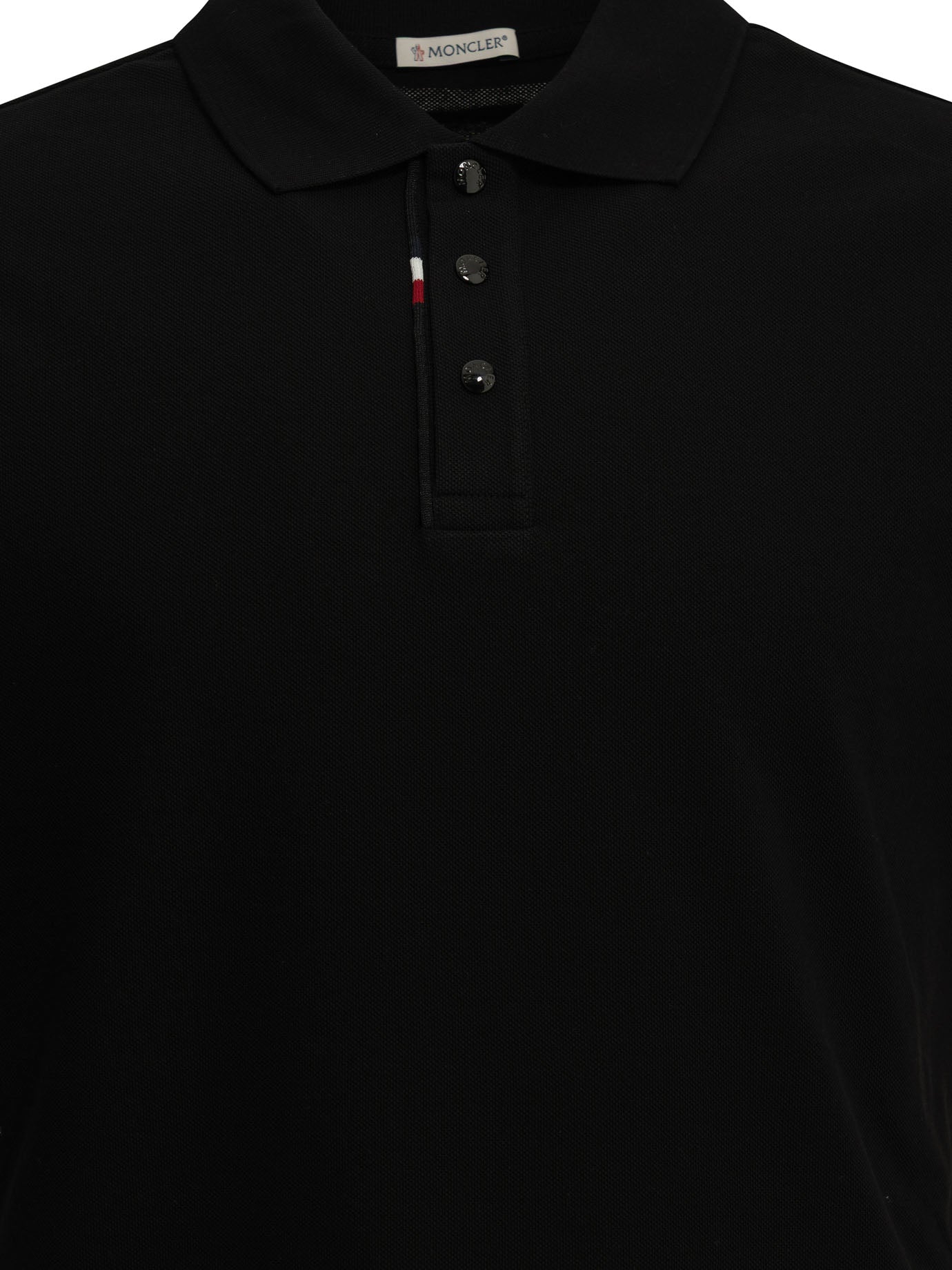 Moncler Button-down polo shirt with logo - Black