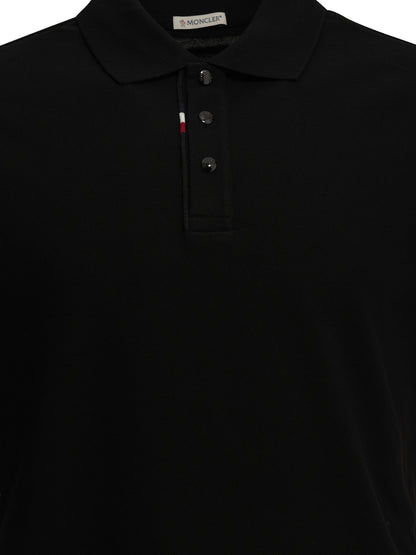 Moncler Button-down polo shirt with logo - Black