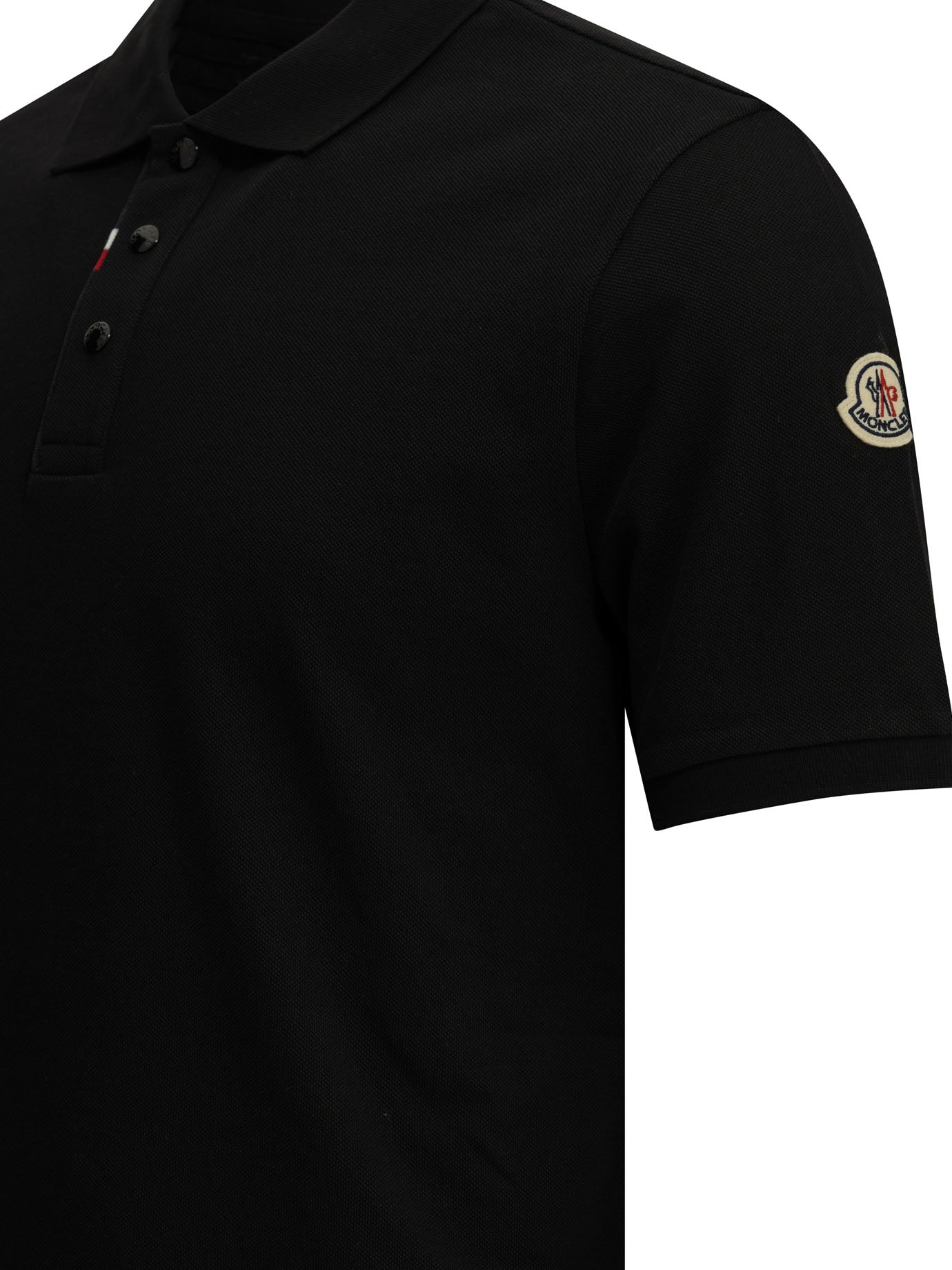 Moncler Button-down polo shirt with logo - Black